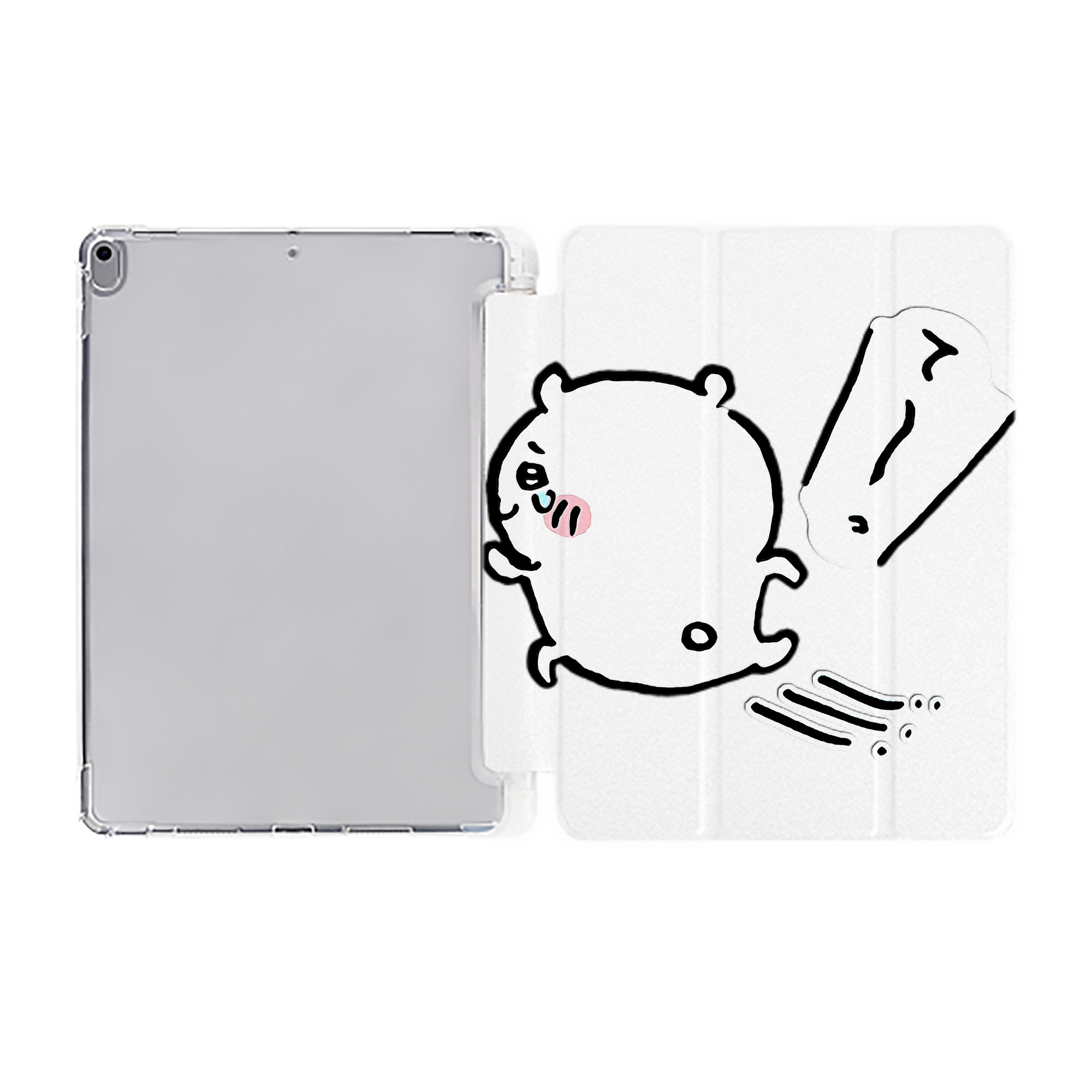 （画像用） ちいかわ ちいかわ Chii-kawa chiikawa IPad ケース ペン収納付き 三つ折りスタンド PUレザー×シリコン 対応機種9.5/10.5/10.9インチ